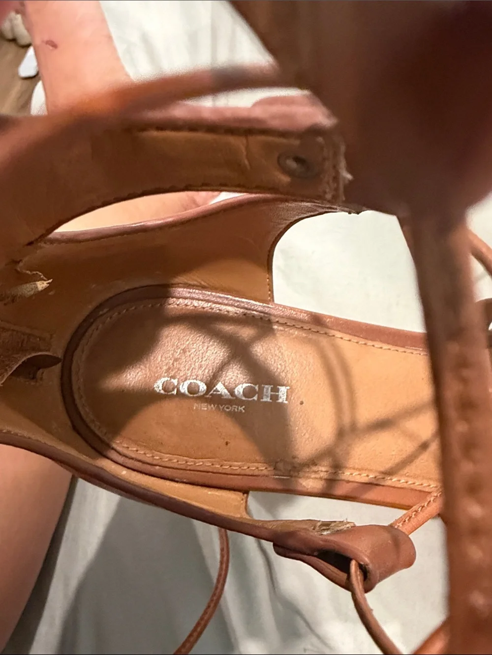 Coach Brown Lace-Up Cork Wedge Sandals